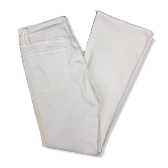 Juicy Couture White Tuxedo Stripe Crop Flare Uneven Hem Jeans size 24 - Picture 3 of 13